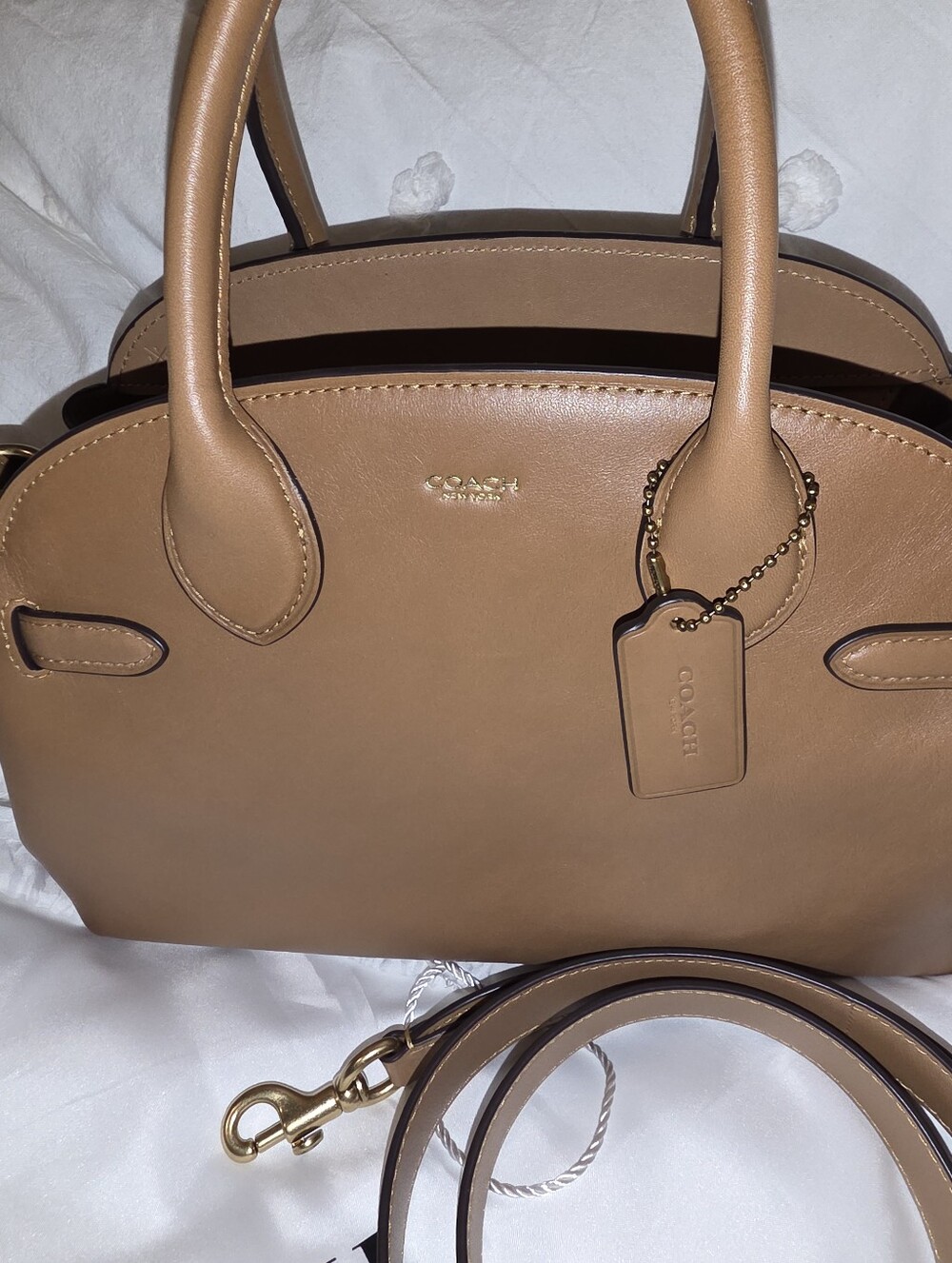 Coach Empire Maple/Tan Leather Dome Satchel with Gold Hardware